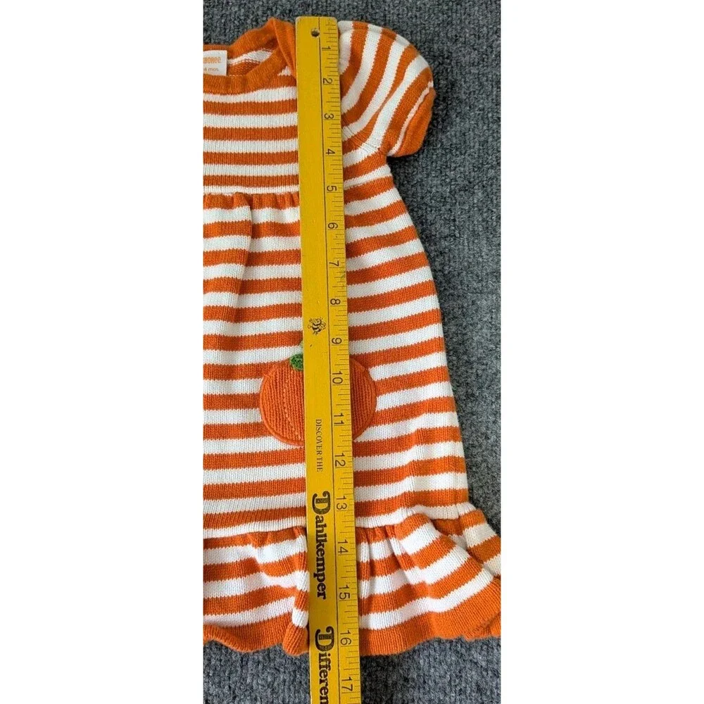 Gymboree Pumpkin Knit Sweater Dress Orange Stripe Fall Halloween Sz 18-24 Months